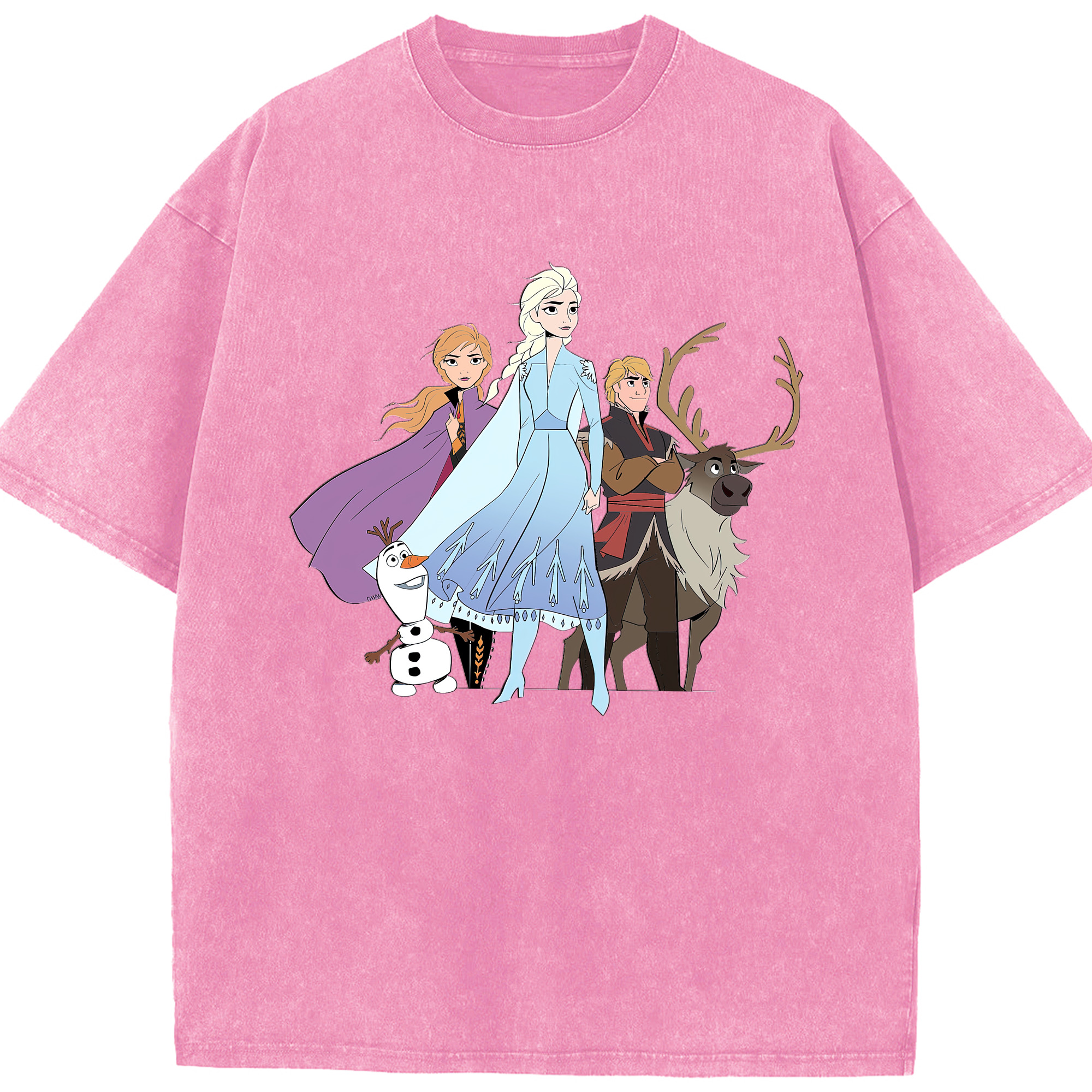 （画像用） アナと雪の女王 アンナ エルサ Frozen Anna Elsa 綿100% ヴィンテージ風 半袖Tシャツ（フロントプリント）
